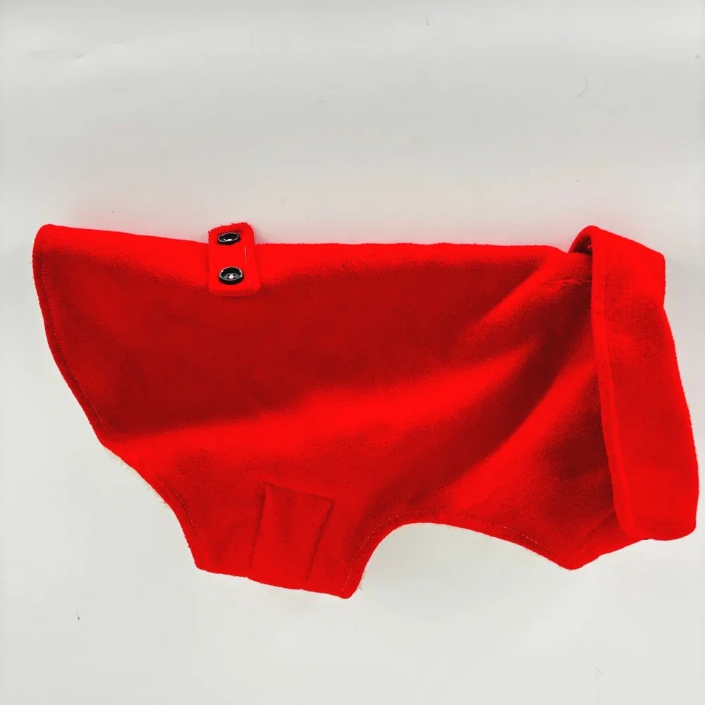Red Fleece Dog Coat Sherpa Lined Winter Jacket Cozy Warm Pet Apparel